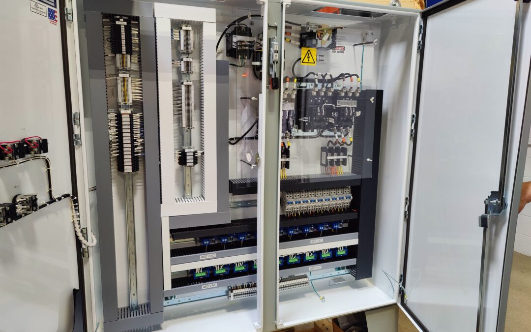 Photo of a Properly wired and labeled Simplex control panel.
